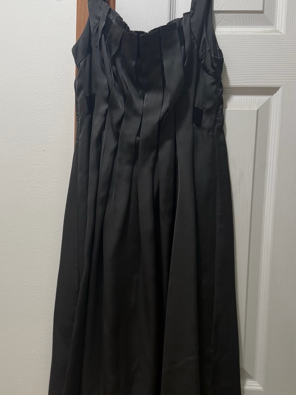 Black Pleated A-Line Midi Dress